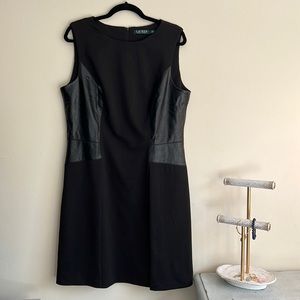 Lauren Ralph Lauren black career dress vegan leather details